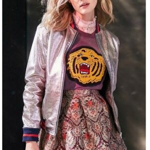 Urban Outfitters silence & noise rose gold lame Bomber Jacket small